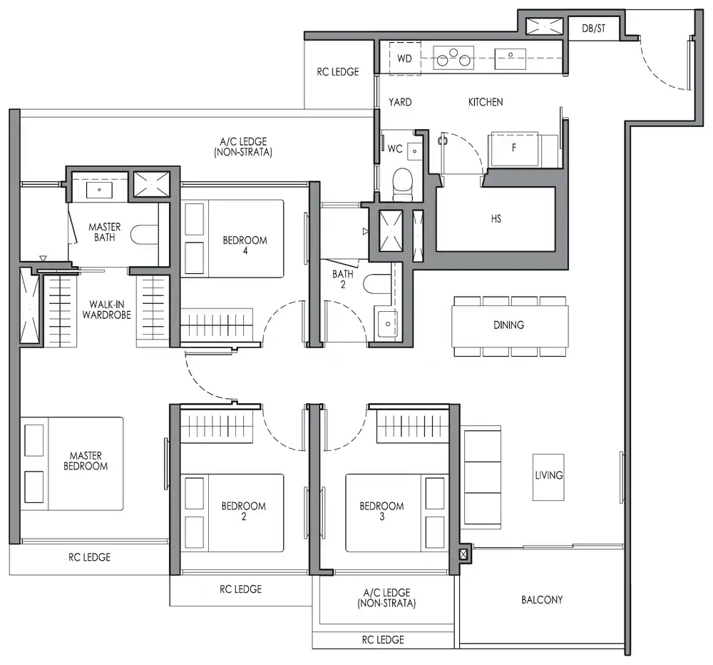 Type DP1 4 Bedroom Premium floor plan, 108 square metres, 1163 square feet