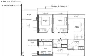 Type C2 floor plan, 883 sqft