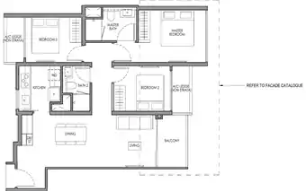 Type C3 floor plan, 893 sqft