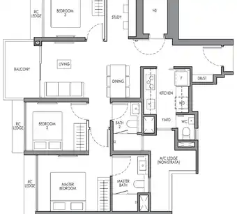 Type CP1S floor plan, 947 sqft