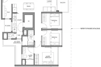 Type CP3S floor plan, 1001 sqft