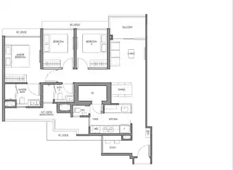 Type CP4S floor plan, 1001 sqft