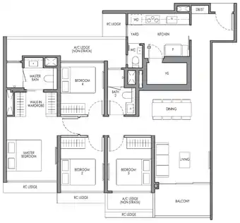Type DP1 floor plan, 1163 sqft