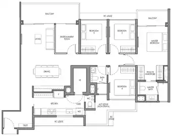 Type DP1E floor plan, 1432 sqft